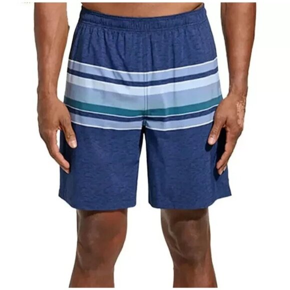 NEW Kirkland Signature Mens XL Swim Shorts Blue Striped Polyester Lined - Picture 1 of 7